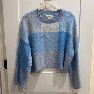 Jessica Simpson Blue and Gray Plaid Sweater